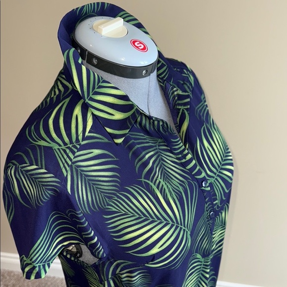 George Navy and Green Leaf Print Tunic - Picture 4 of 12